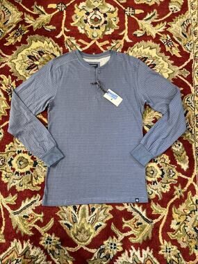 NWT Sperry Mens‎ S Striped Long Sleeve Henley Button Down Shirt Soft Jersey $32